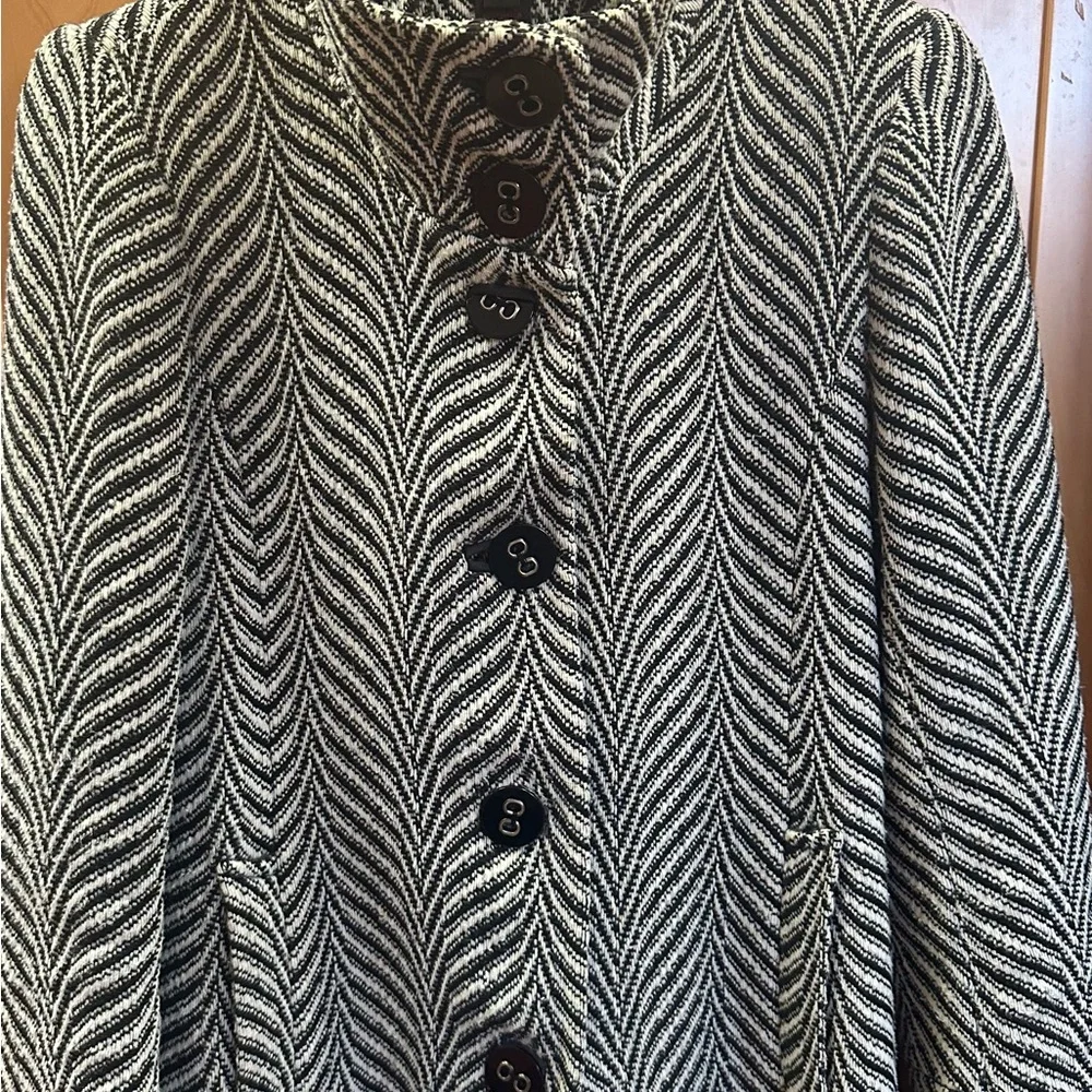 Via Spiga Black and White Chevron Coat - Picture 3 of 4